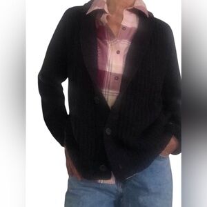 Grandpa Eclectic Button Up Oversized Drop Shoulder Wool blend Cardigan
